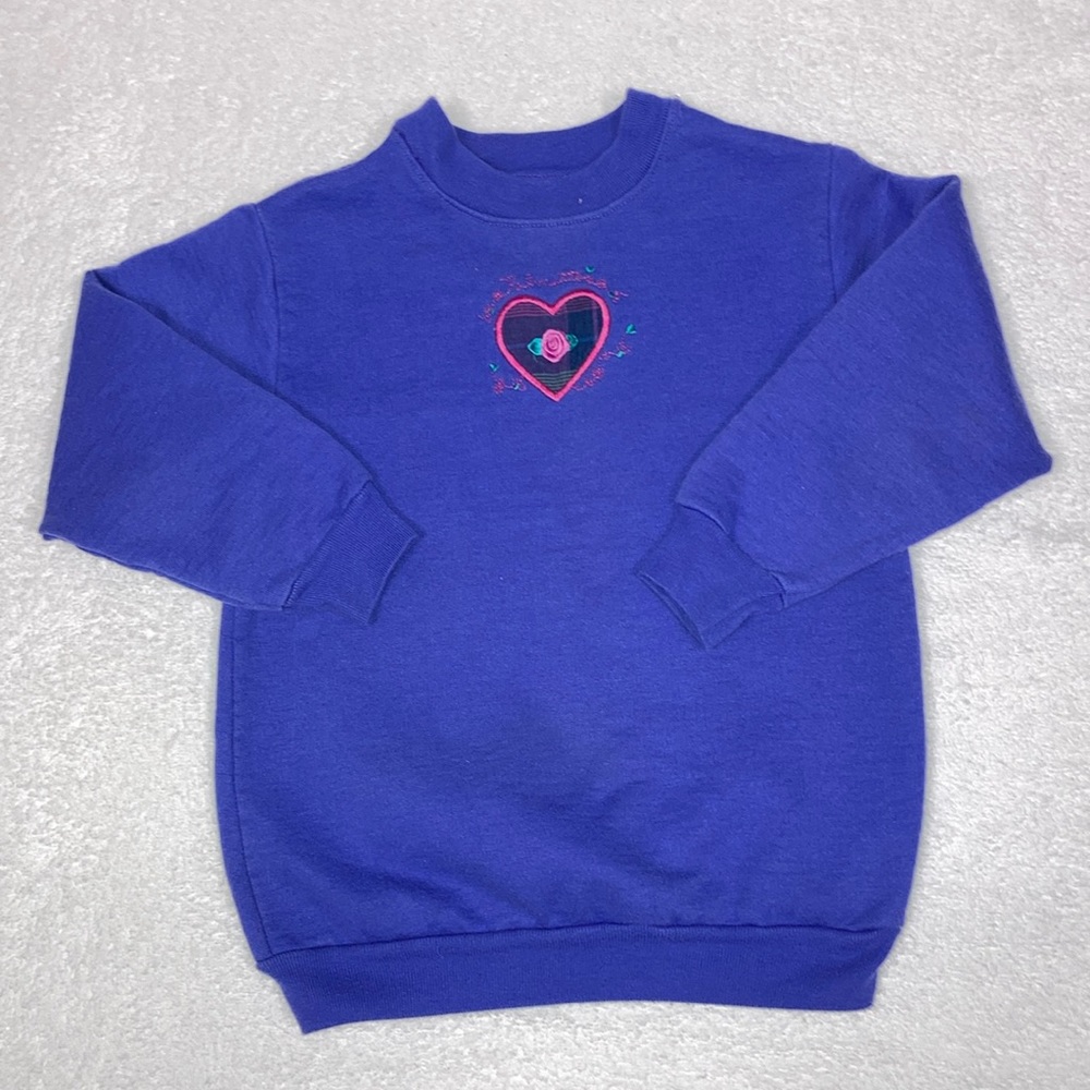 Palmettos vintage 80’s sweatshirt purple embroidered plaid heart 5/6